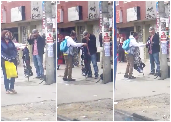 Se están probando los tapabocas en la calle. Video