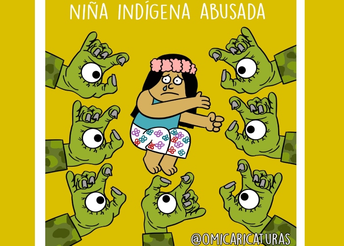 Caricatura: Abuso a niña indígena