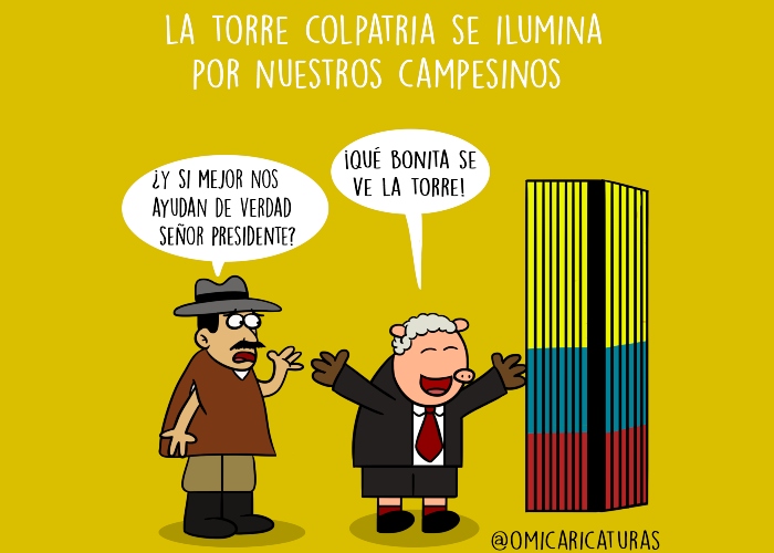 Caricatura: Se ilumina la torre Colpatria
