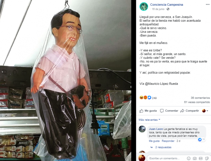 La figura de Uribe es venerada como la de un santo en Medellín - -- Las2orillas - La figura de Uribe es venerada como la de un santo en Medellín