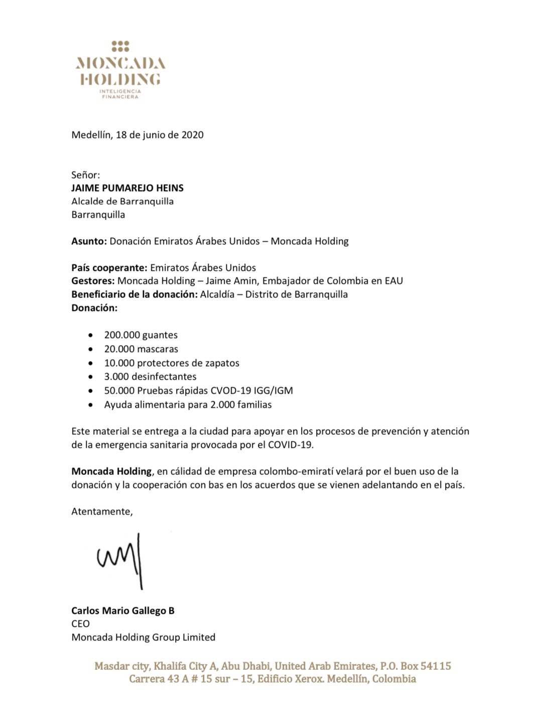  - El embajador en los Emiratos Árabes, Jaime Amín, trabaja por su tierra Barranquilla