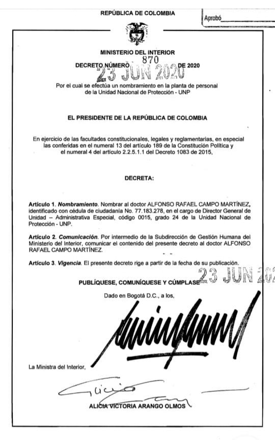  - Otro amigo de Duque recibe su favor: Alfonso Campo nuevo director de la UNP