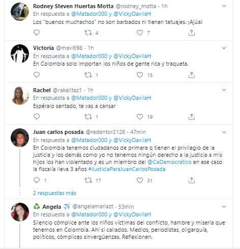  - "Solo espero que el programa de Vicky Dávila sea dedicado exclusivamente a la niña violada por 7 soldados"