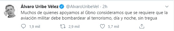 "Aviación militar debe bombardear terrorismo día y noche": Uribe - -- Las2orillas - "Aviación militar debe bombardear terrorismo día y noche": Uribe