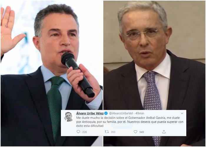La tristeza de Uribe por la captura del gobernador Aníbal Gaviria