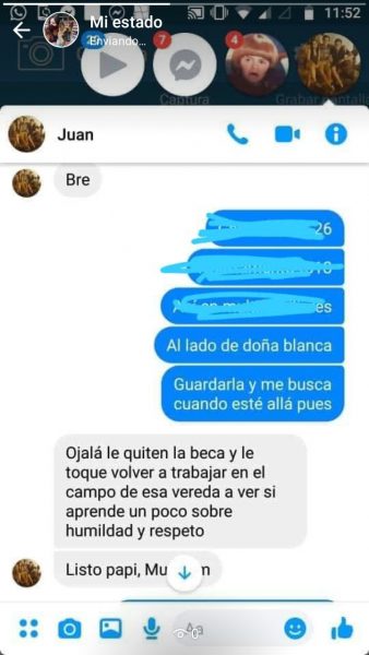  - "Ojalá le quiten la beca niche asqueroso": Uniandino