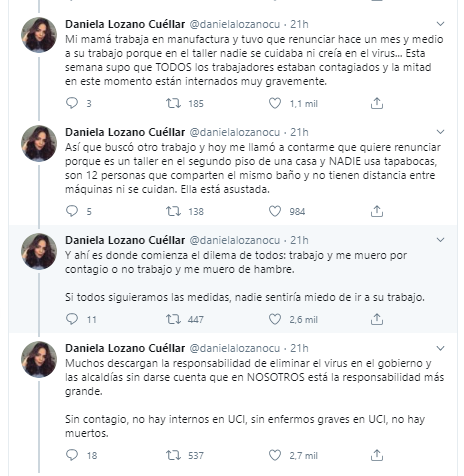  - "Por culpa del señor de la droguería que atendió enfermo, ya hay 30 muertos en mi barrio"