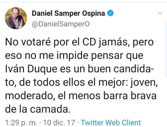 Cuando Daniel Samper Ospina pensaba que Iván Duque era un buen candidato - -- Las2orillas - Cuando Daniel Samper Ospina pensaba que Iván Duque era un buen candidato