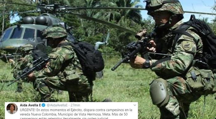  - "En estos momentos el Ejercito dispara contra campesinos en el Meta"