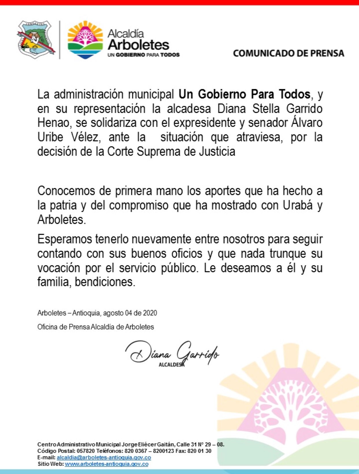  - La alcaldesa de Antioquia que se solidarizó con Uribe