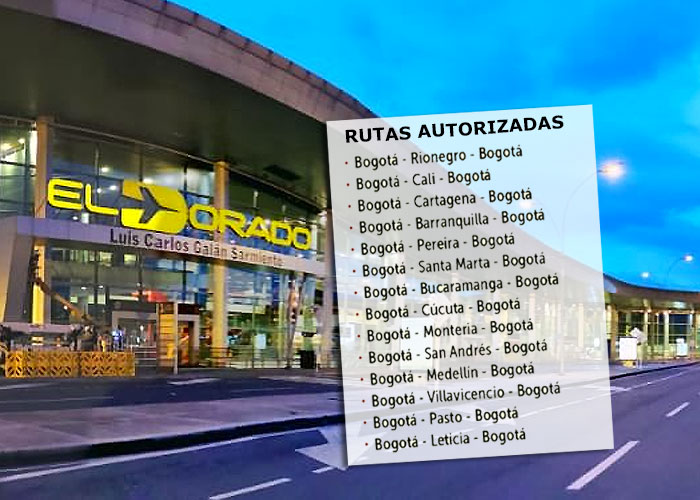 Las 14 rutas que volarán desde El Dorado