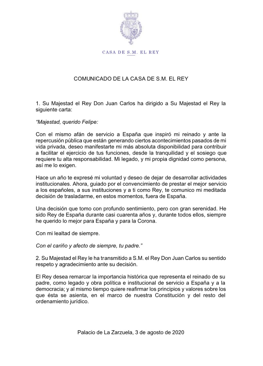  - El Rey Juan Carlos recibe el castigo mayor por su corrupción: el exilio