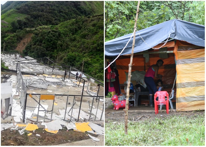 Gobierno les tumbó la casa a exguerrilleros y los puso a dormir en un potrero
