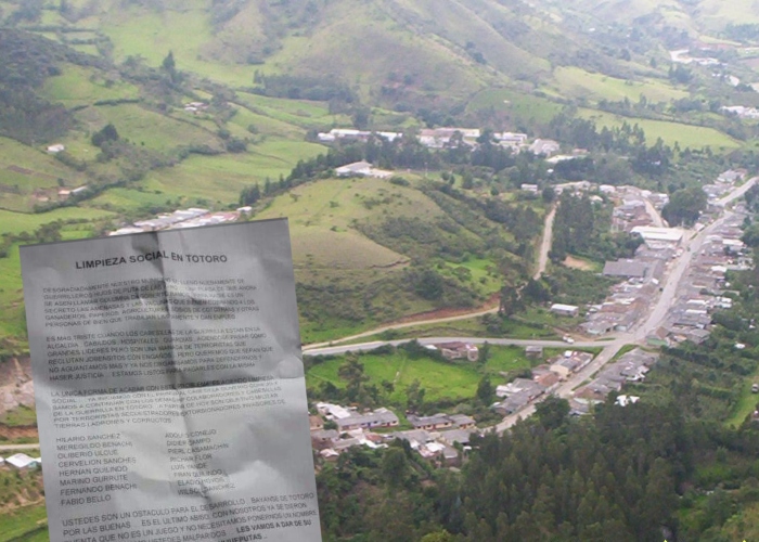 Nueva amenaza de muerte contra 16 lideres sociales en Totoró, Cauca