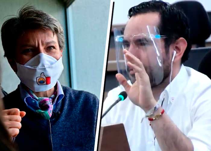 Regaño de Claudia López a concejal por usar careta sin tapabocas