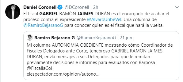  - "De la Fiscalía de Barbosa Uribe saldrá con una felicitación a su hoja de vida"