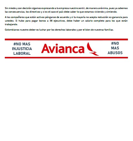  - Empleados le cantan la tabla a ejecutivos de Avianca por sus megabonos