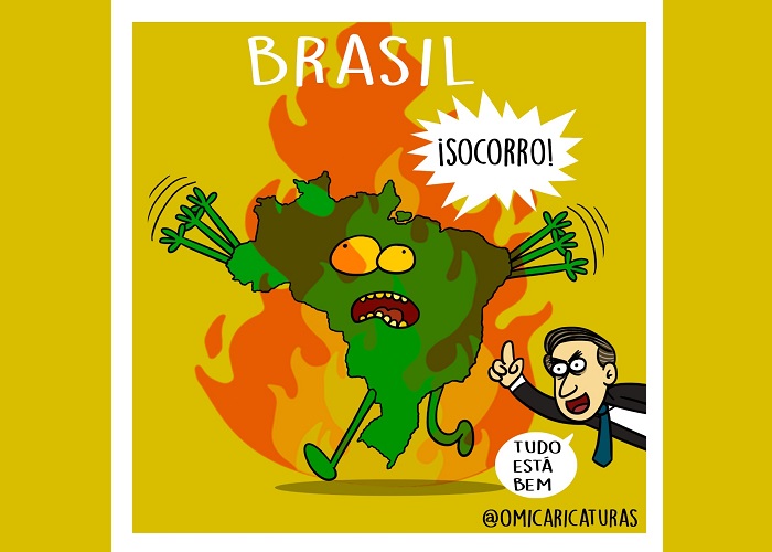 Caricatura: Brasil en llamas