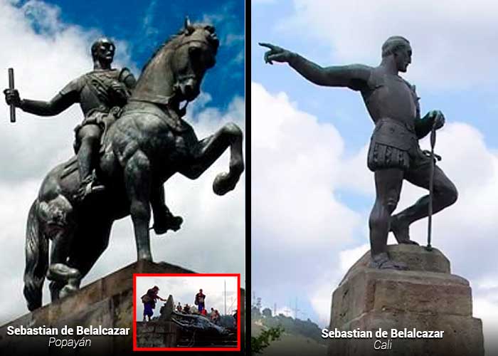 La valiosa estatua de Belalcázar que tumbaron, toda una obra de arte