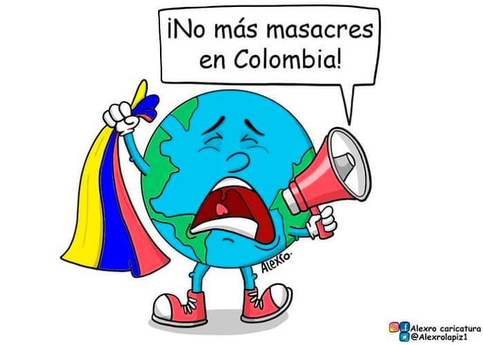 Caricatura: ¡No más masacres en Colombia!