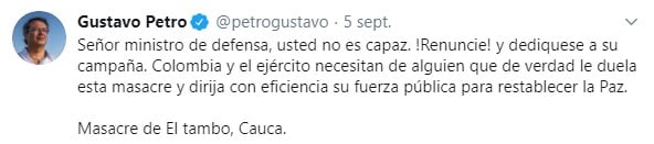  - “Señor ministro de defensa, usted no es capaz, renuncie”: Petro