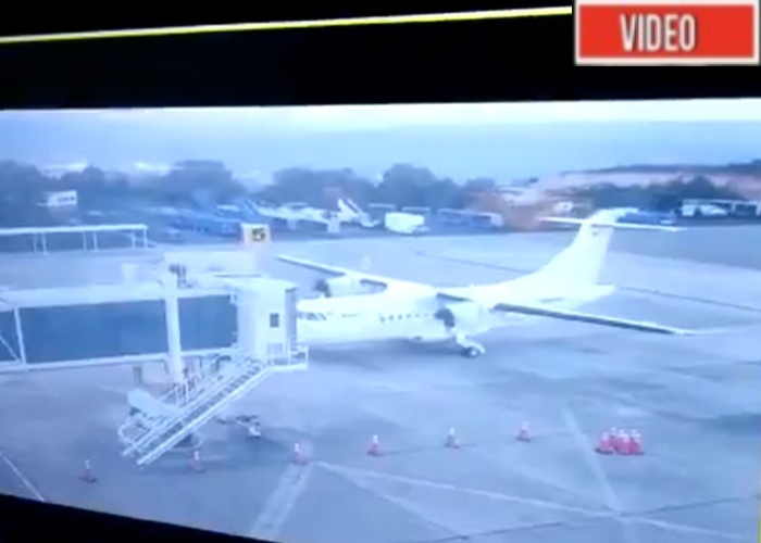 VIDEO: El momento en que un avión choca en el aeropuerto de Bucaramanga