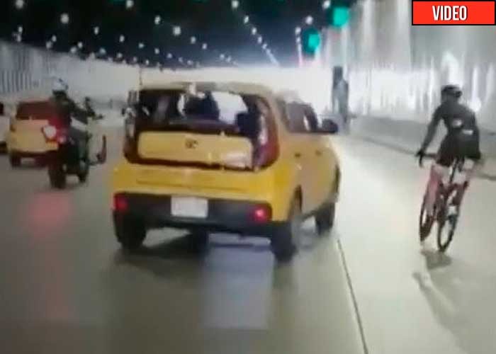 Ya saben quien fue el taxista que le tiró el carro a ciclista en Medellin
