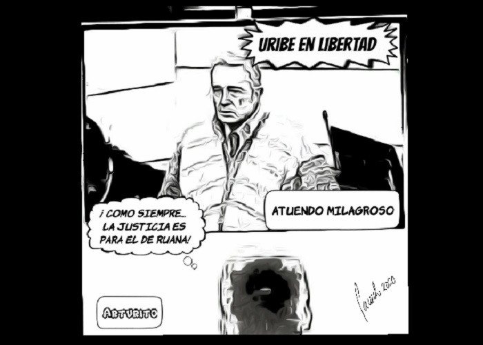 Caricatura: El atuendo milagroso de Uribe