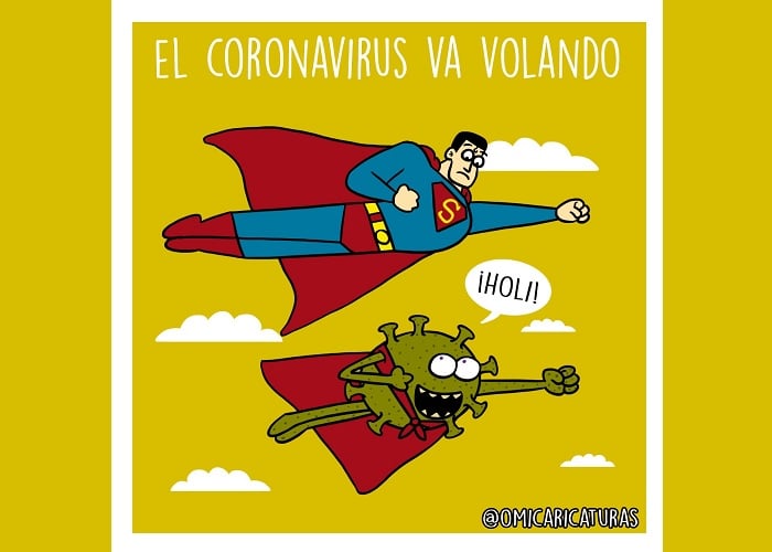 Caricatura: El coronavirus va volando