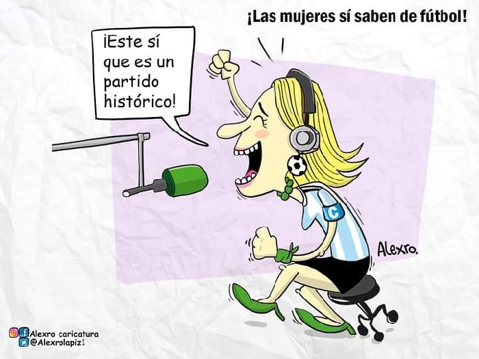Caricatura: ¡Las mujeres sí saben de fútbol!
