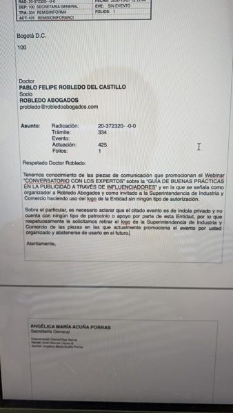  - El regaño de la superintendencia de Industria al superintendente Robledo