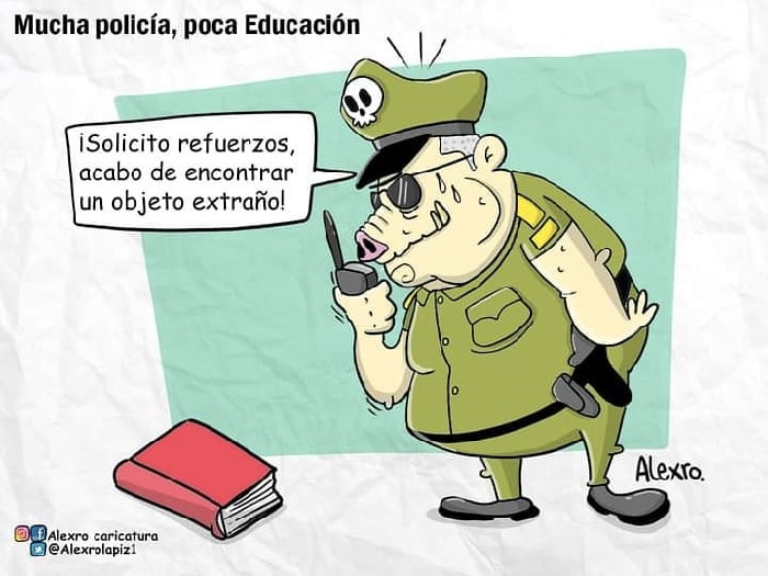 Caricatura: Mucha policía, poca educación