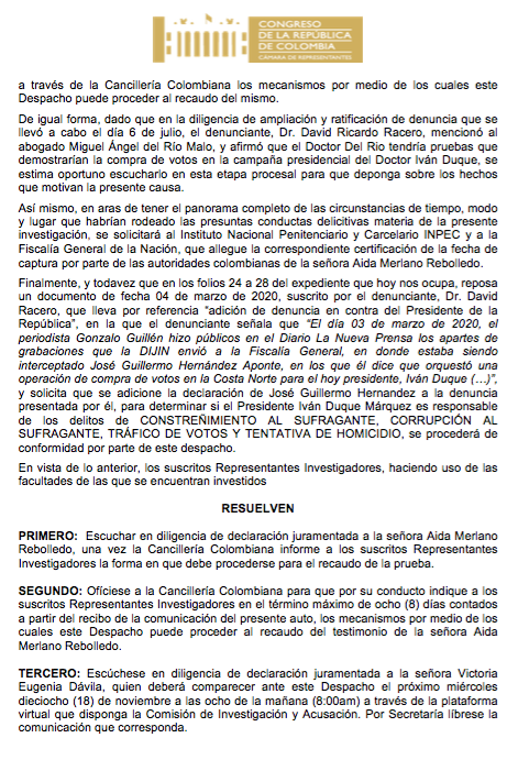  - Una comisión de bolsillo investigará al presidente Duque