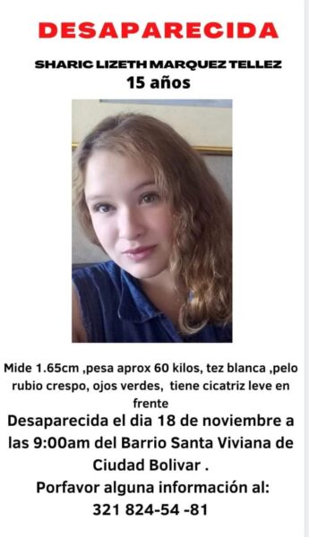  - Alerta en Bogotá por desaparición de menor de 15 años