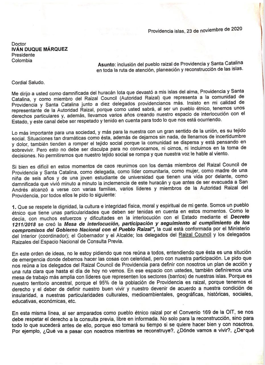  - Dura carta de los isleños a Duque: la reconstrucción debe contar con ellos