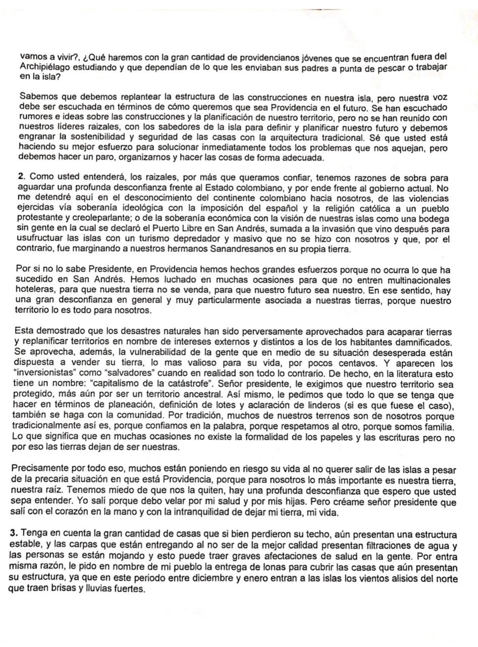  - Dura carta de los isleños a Duque: la reconstrucción debe contar con ellos