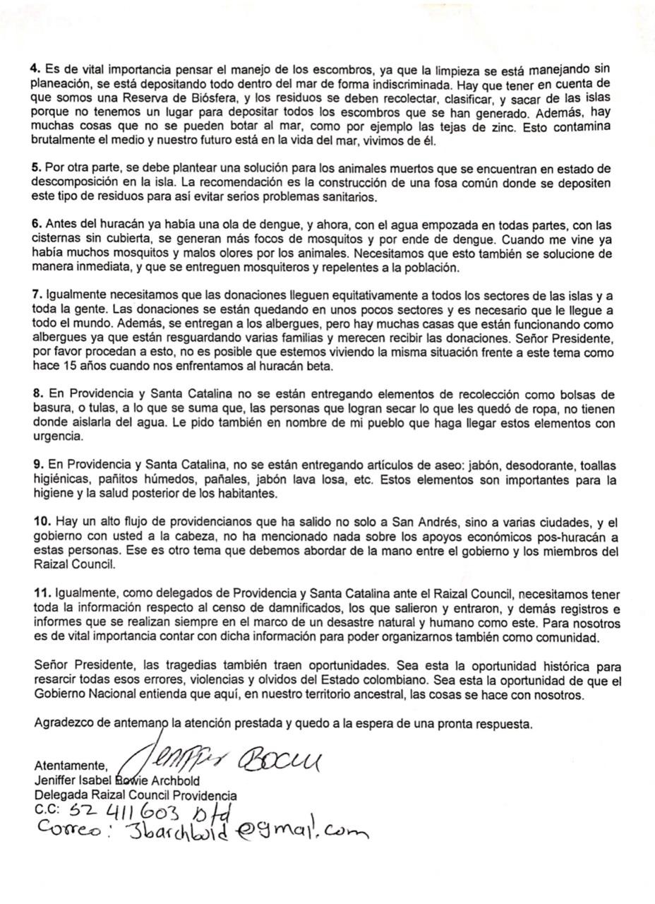  - Dura carta de los isleños a Duque: la reconstrucción debe contar con ellos