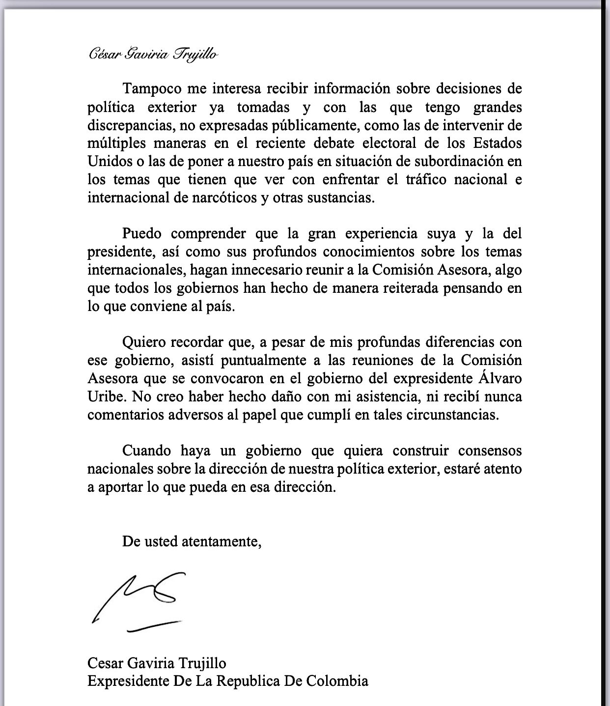  - Expresidentes dejan solo a Duque y a la canciller en Comisión de Relaciones Ext.