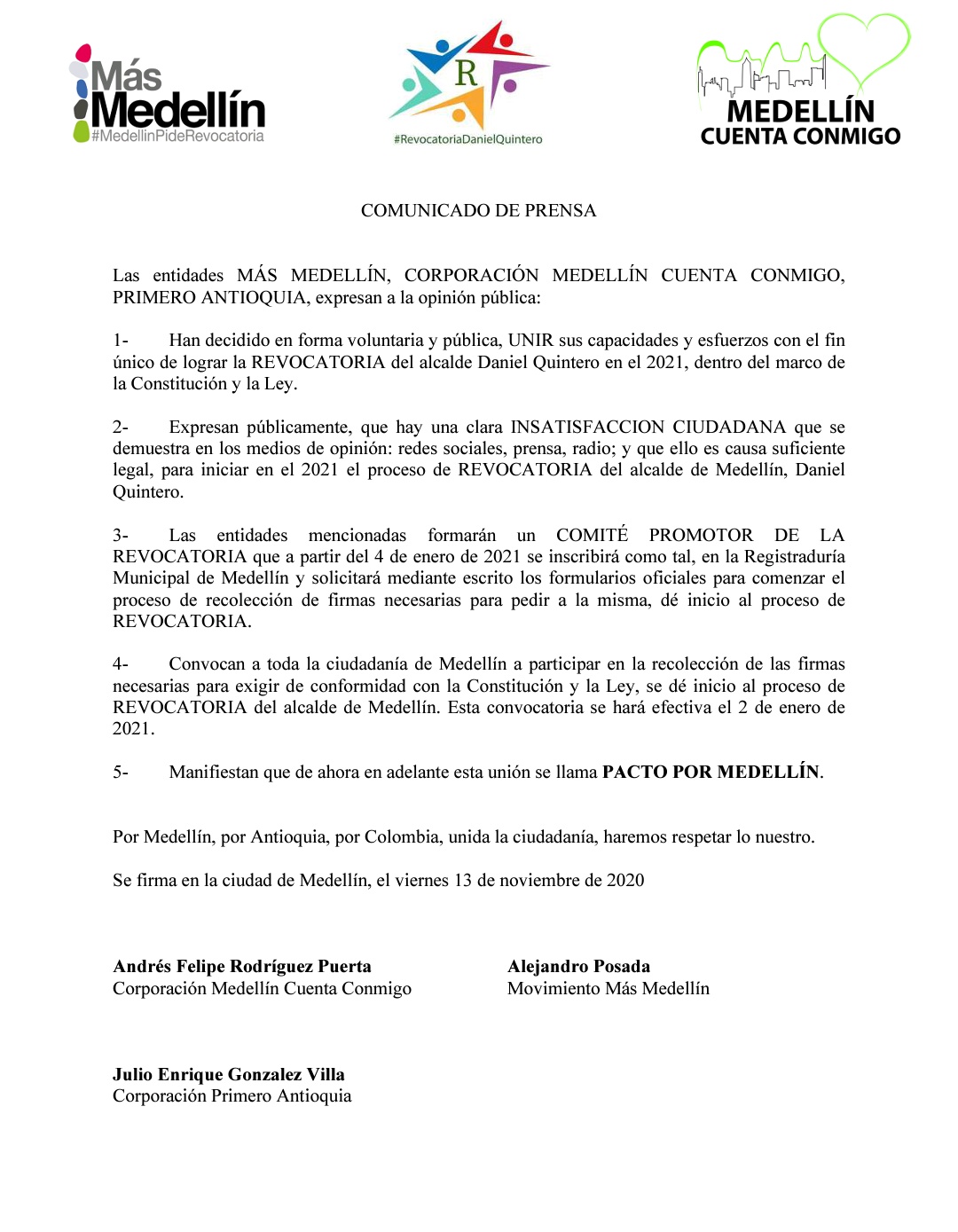  - Arrinconado el Alcalde de Medellín: suma fuerza la revocatoria