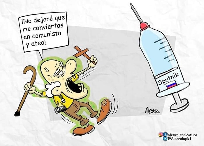 Caricatura: Los antivacuna rusa