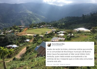  - Asesinado líder acompañante de victimas de masacres en Buenos Aires, Cauca