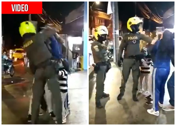 A bolillazo Policía levanta a familia en Itagüí