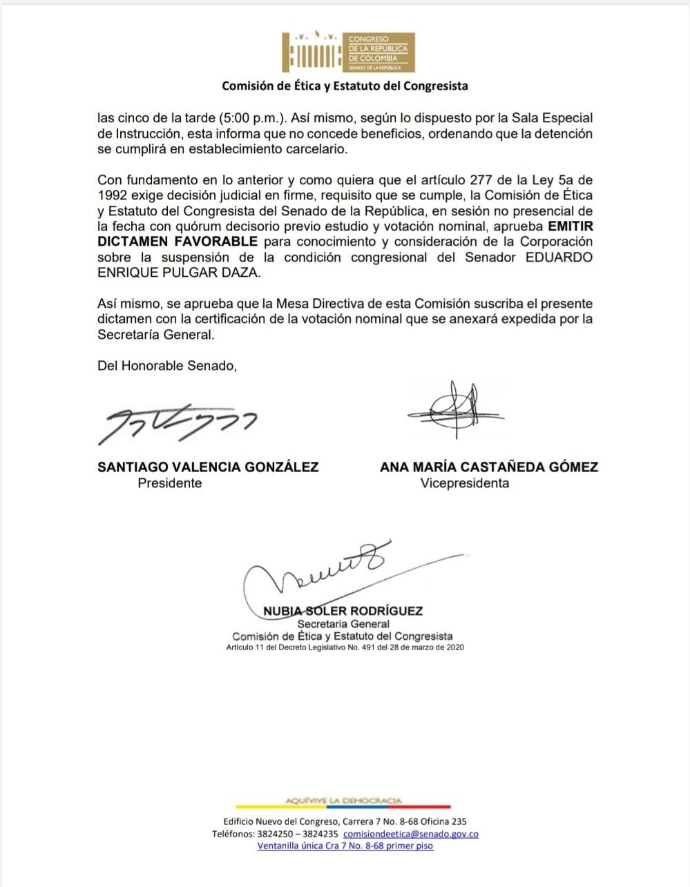  - En manos de Char, contendor político, la suerte de Eduardo Pulgar