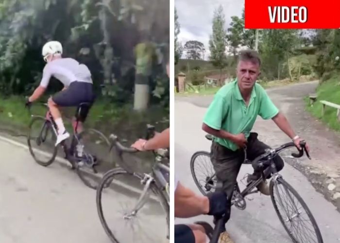 VIDEO: Anciano le aguantó el paso a Rigoberto Urán