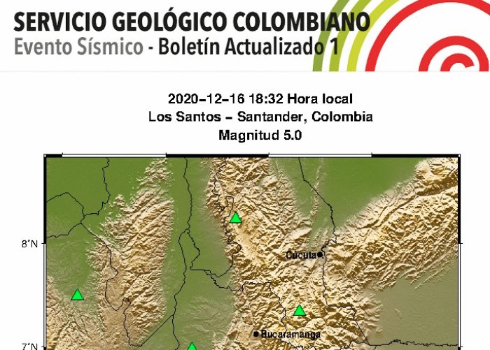 Fuerte temblor de 5.0 se sintió en Colombia
