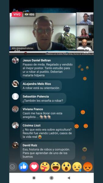  - La insultada que le pegaron a Andrés Felipe Arias en su charla virtual