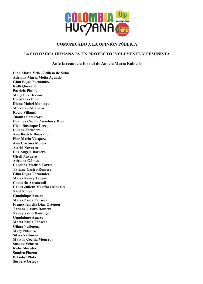 - Las mujeres de la Colombia Humana se fueron contra Ángela M. Robledo 