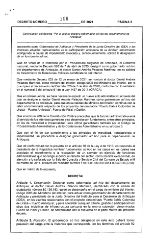  - Nuevo recorte de poder al gobernador Aníbal Gaviria