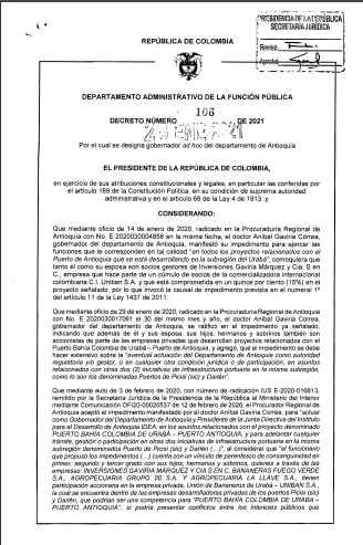  - Nuevo recorte de poder al gobernador Aníbal Gaviria