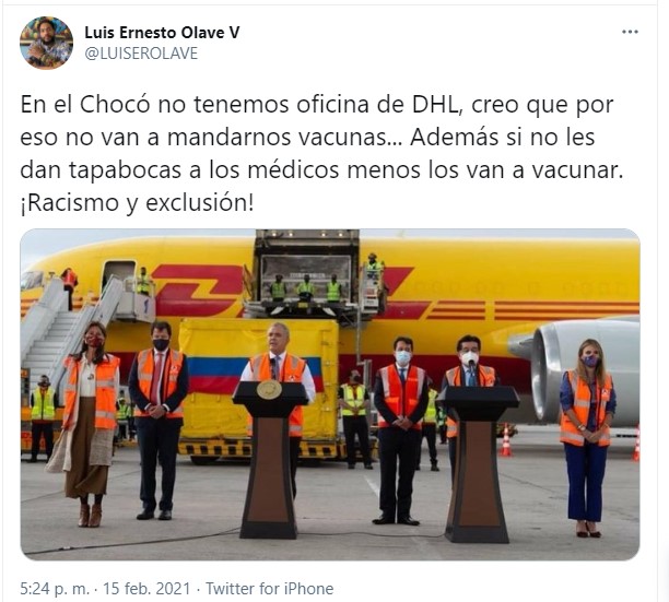 "En el Chocó no tenemos oficina de DHL" - -- Las2orillas - "En el Chocó no tenemos oficina de DHL"